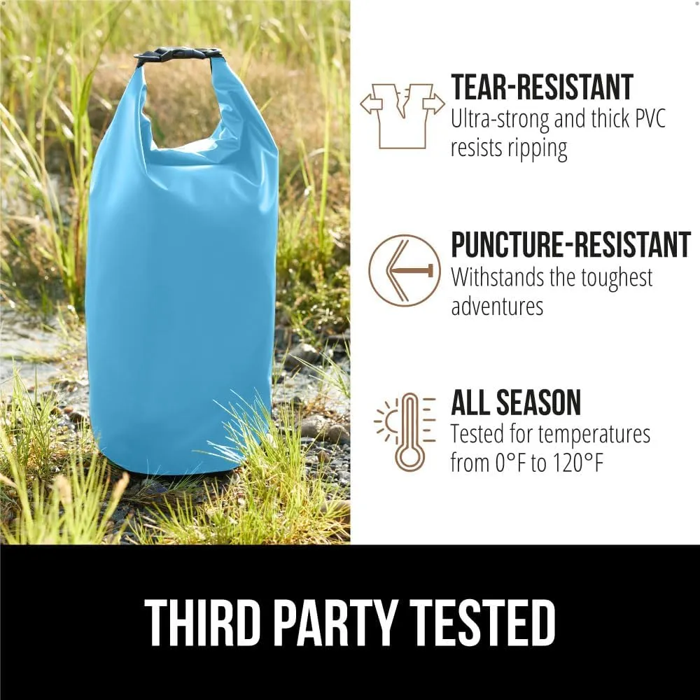 Gorilla Gear Heavy Duty 100% Waterproof IPX 6 Dry Bag, Tear and Puncture Resistant Bags, Kayaking Boating Hiking Camping Swimming Water Sports, Lightweight Outdoor Wet Storage Backpack, 20L Light Blue