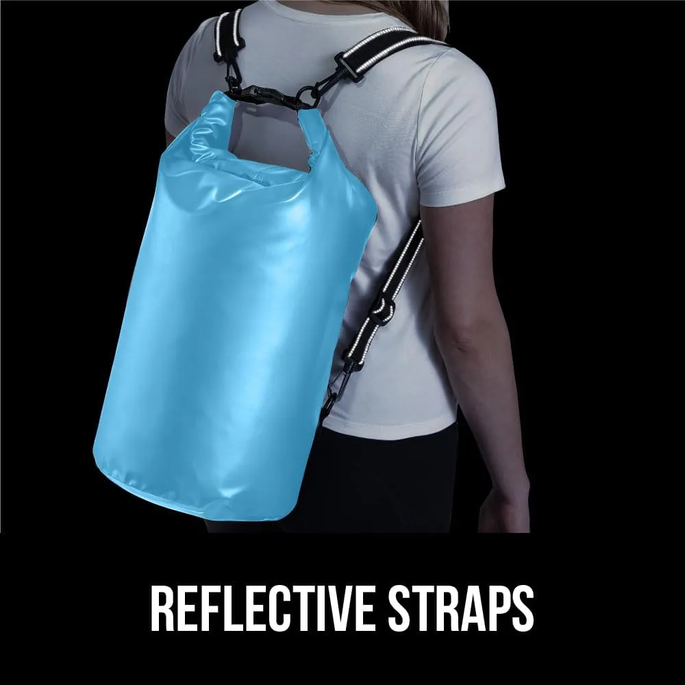 Gorilla Gear Heavy Duty 100% Waterproof IPX 6 Dry Bag, Tear and Puncture Resistant Bags, Kayaking Boating Hiking Camping Swimming Water Sports, Lightweight Outdoor Wet Storage Backpack, 20L Light Blue