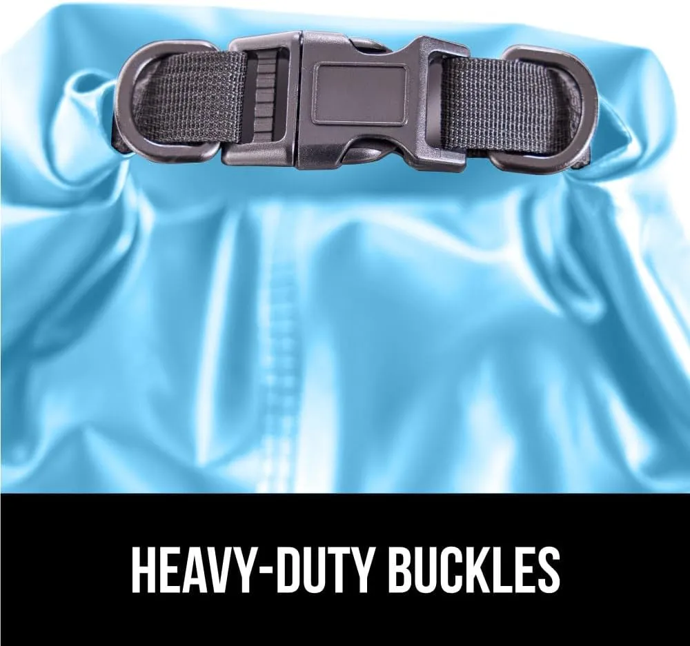 Gorilla Gear Heavy Duty 100% Waterproof IPX 6 Dry Bag, Tear and Puncture Resistant Bags, Kayaking Boating Hiking Camping Swimming Water Sports, Lightweight Outdoor Wet Storage Backpack, 20L Light Blue