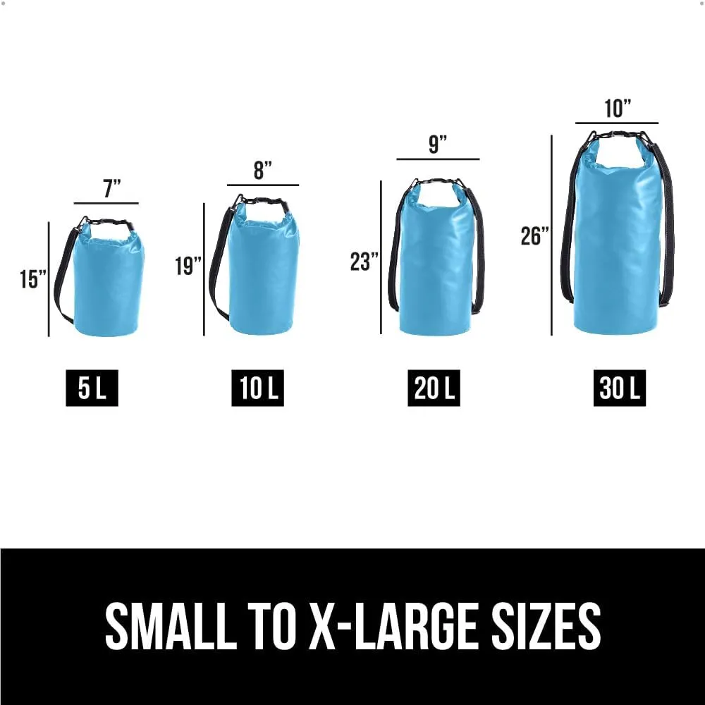 Gorilla Gear Heavy Duty 100% Waterproof IPX 6 Dry Bag, Tear and Puncture Resistant Bags, Kayaking Boating Hiking Camping Swimming Water Sports, Lightweight Outdoor Wet Storage Backpack, 20L Light Blue