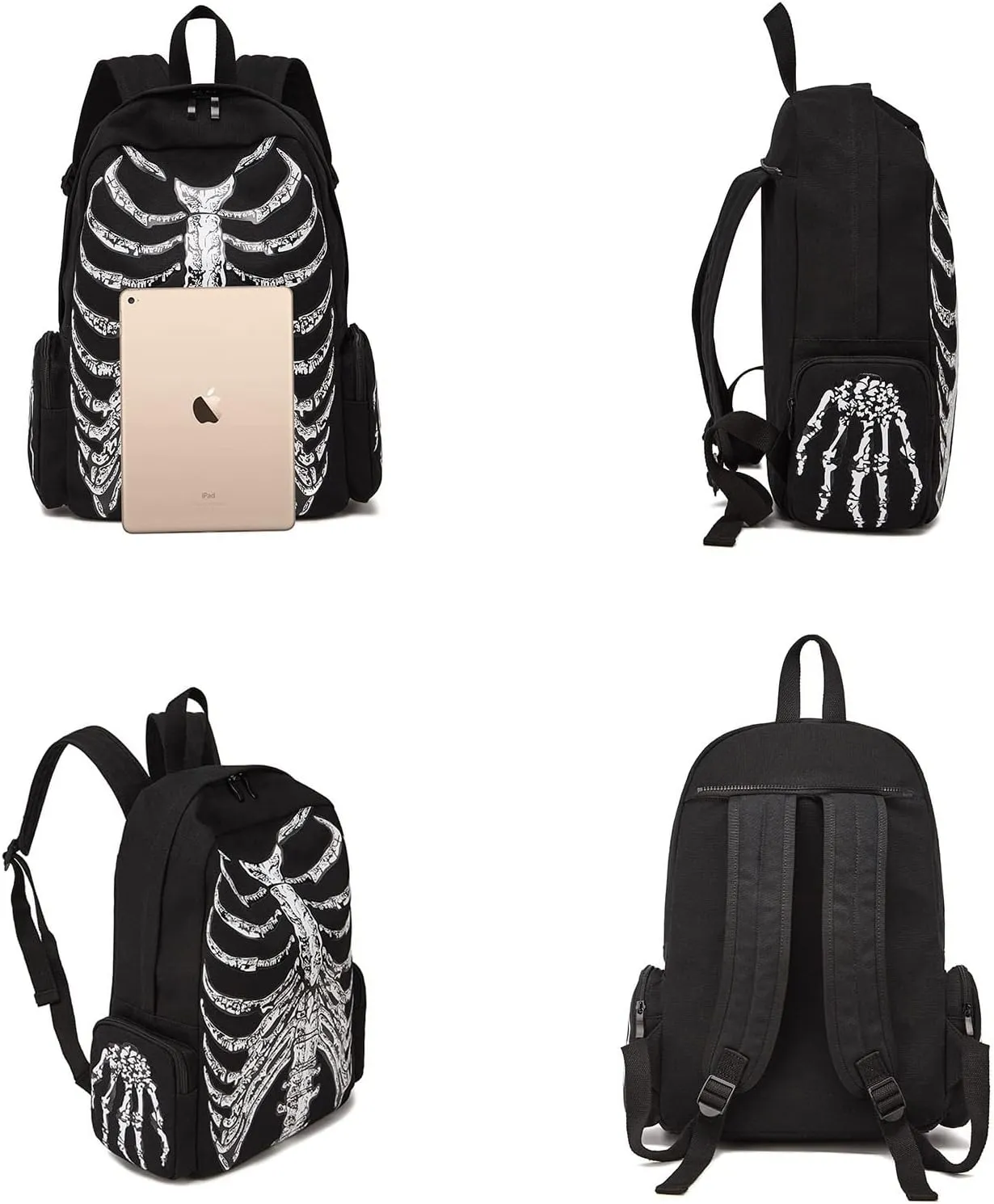 Goth Backpack Grunge Backpack Y2k Fashion Skull Backpack Hooded Backpack Gothic Black Shoulder Bag Goth Messenger Bag (Backpack Skeleton)…