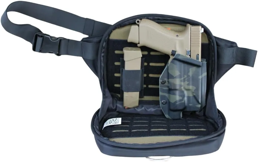 GRAB Bag Gunslinger, Rapid Deployment, Tacital Bag, Fanny Pack for Handgun, No Zipper Magnet Bag, Concealed Carry Bag Men and Women, Loop Molle, EDC, CCW, Jet Black Bag