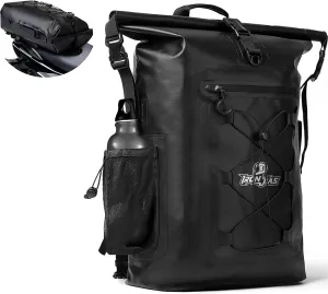 Grapelet Motorcycle Sissy Bar Bag Waterproof Motorcycle Backpack Tail Bag Travel Saddlebags 35L Duffle Bags PVC 500D Waterproof Dry Bags - Black