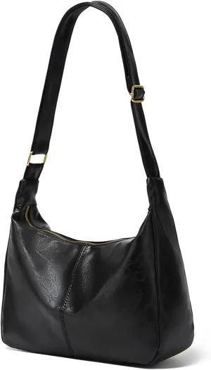 GRPKSSIB PU Leather Shoulder Bags Hobo Crossbody Bag Casual Tote Handbags Women's Crescent Purse with Adjustable Strap