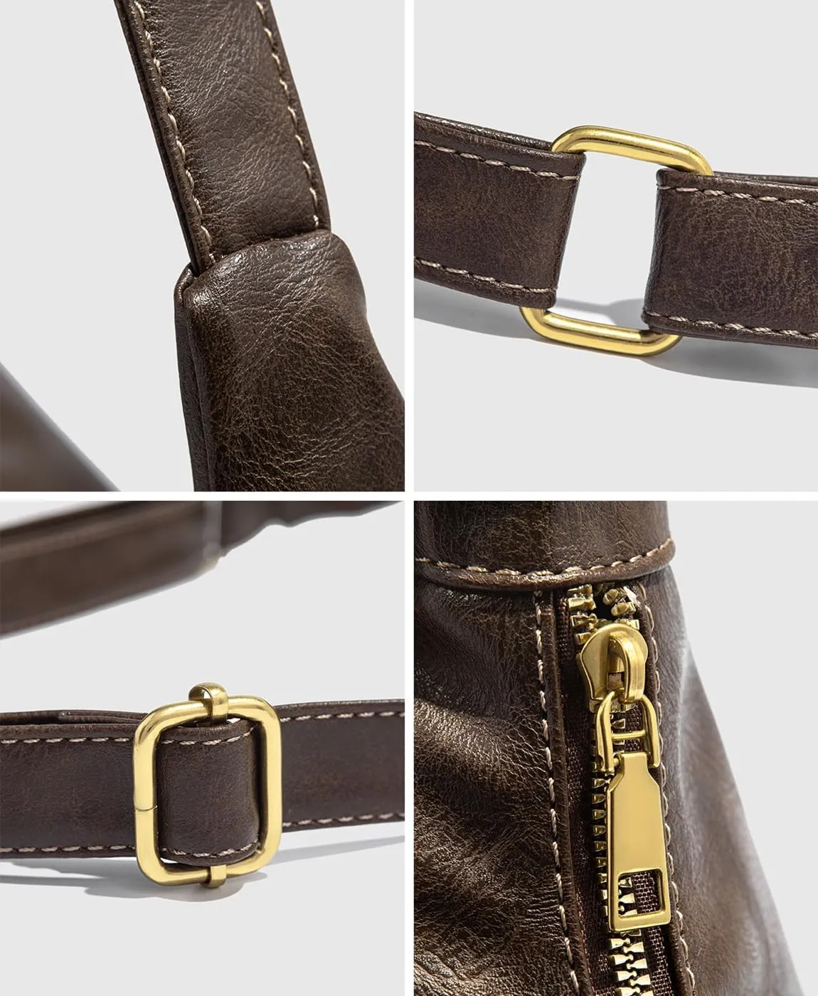 GRPKSSIB PU Leather Shoulder Bags Hobo Crossbody Bag Casual Tote Handbags Women's Crescent Purse with Adjustable Strap