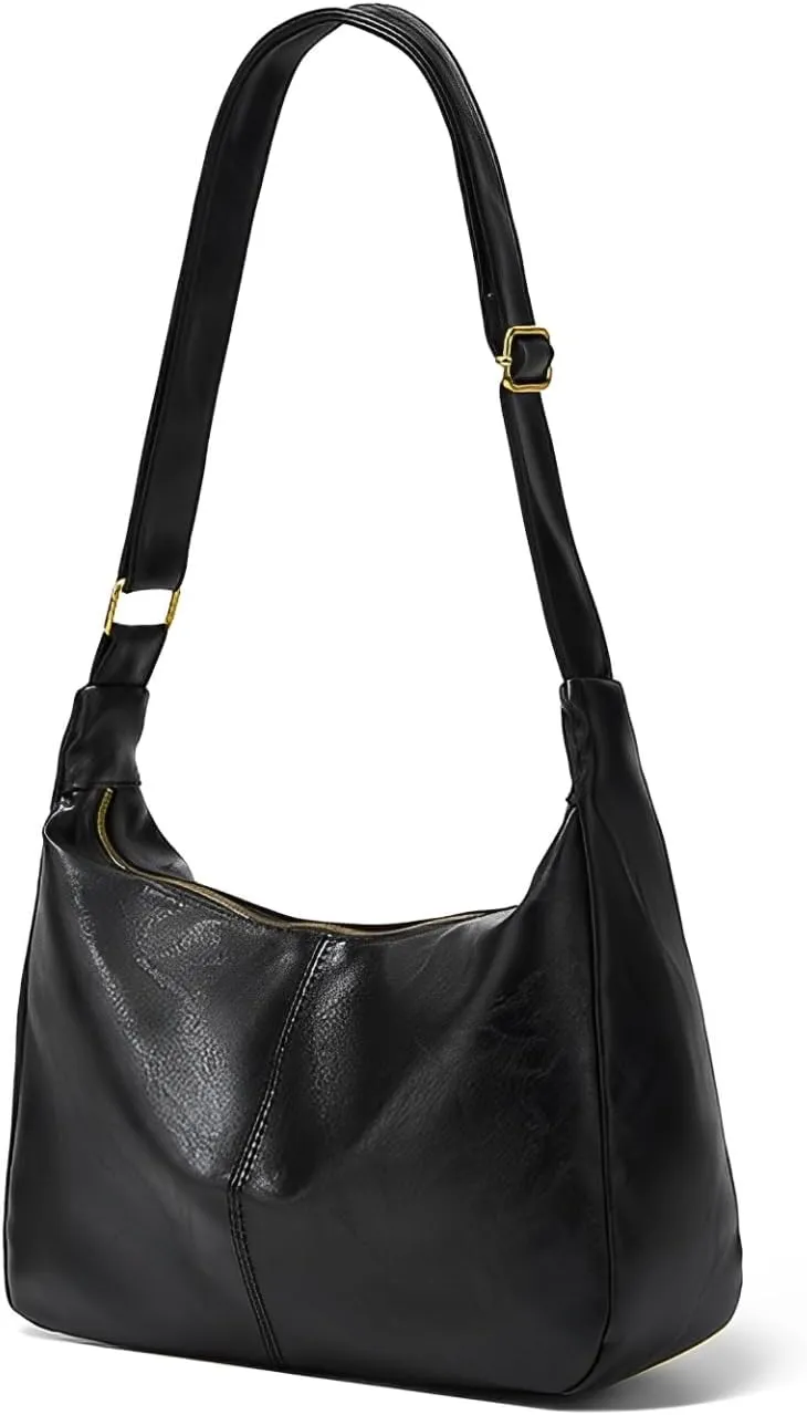 GRPKSSIB PU Leather Shoulder Bags Hobo Crossbody Bag Casual Tote Handbags Women's Crescent Purse with Adjustable Strap