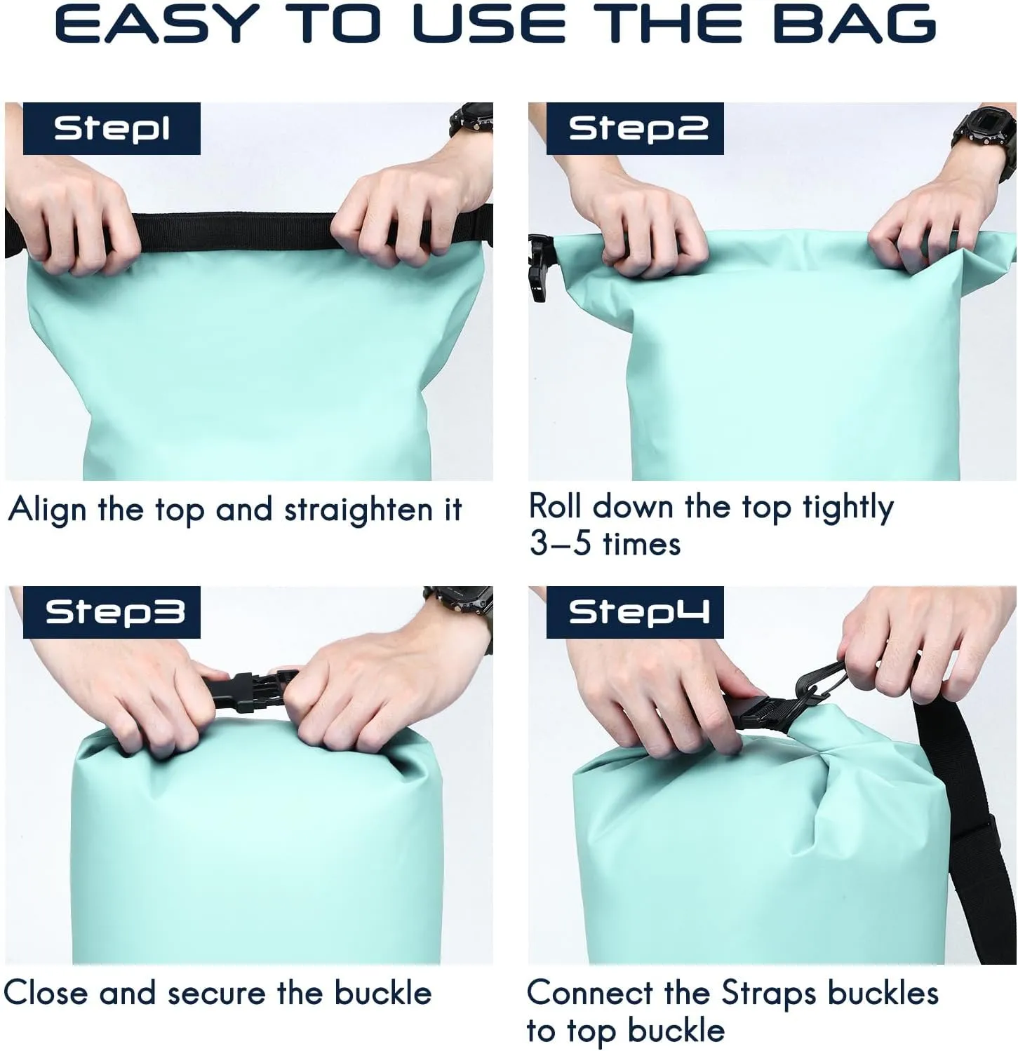 Haimont Waterproof Dry Bag Floating Dry Sack Roll Top Drybag Backpack for Kayaking, Rafting, Boating, Fishing with IPX8 Waterproof Phone Case, Aqua Green, 10L