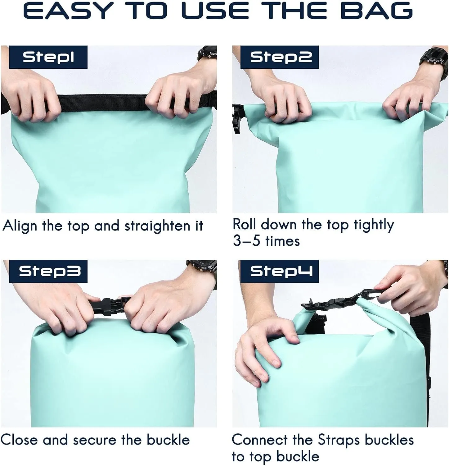 Haimont Waterproof Dry Bag Floating Dry Sack Roll Top Drybag Backpack for Kayaking, Rafting, Boating, Fishing with IPX8 Waterproof Phone Case, Aqua Green, 40L