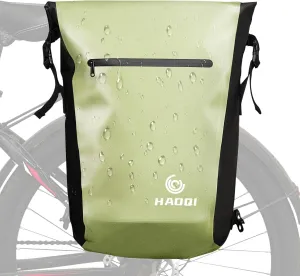 HAOQI Bike Pannier Waterproof Bike Rear Rack Bag 27L Large Capacity Bicycle Pannier for Cycling Traveling Commuting, Green