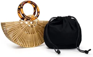 Hazel & Olive Women's Bamboo Handbag and Purse Spring Summer Beach Tote Bag Handmade Handbag with Inner bag