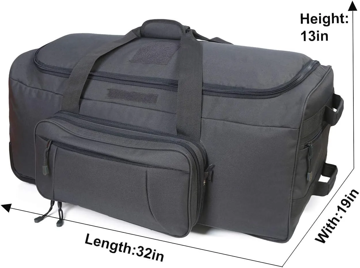Heavy-Duty X-Large Military Tactical Wheeled Rolling Duffel Trolley Bag For Deployment Traveling Camping Sporting