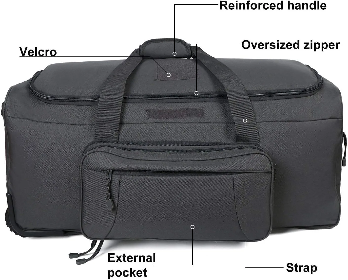 Heavy-Duty X-Large Military Tactical Wheeled Rolling Duffel Trolley Bag For Deployment Traveling Camping Sporting