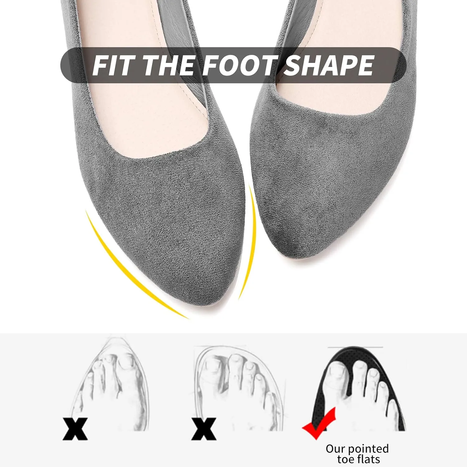HEAWISH Women’s Black Flats Shoes Comfortable Suede Pointed Toe Slip On Casual Ballet Flats Dress Shoes Nude Flats