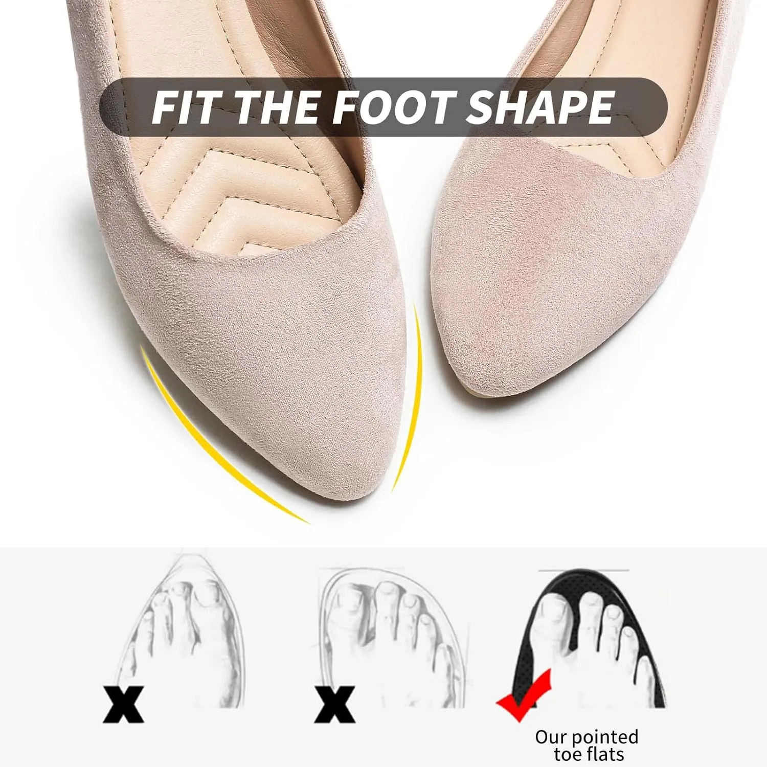 HEAWISH Women’s Black Flats Shoes Comfortable Suede Pointed Toe Slip On Casual Ballet Flats Dress Shoes Nude Flats