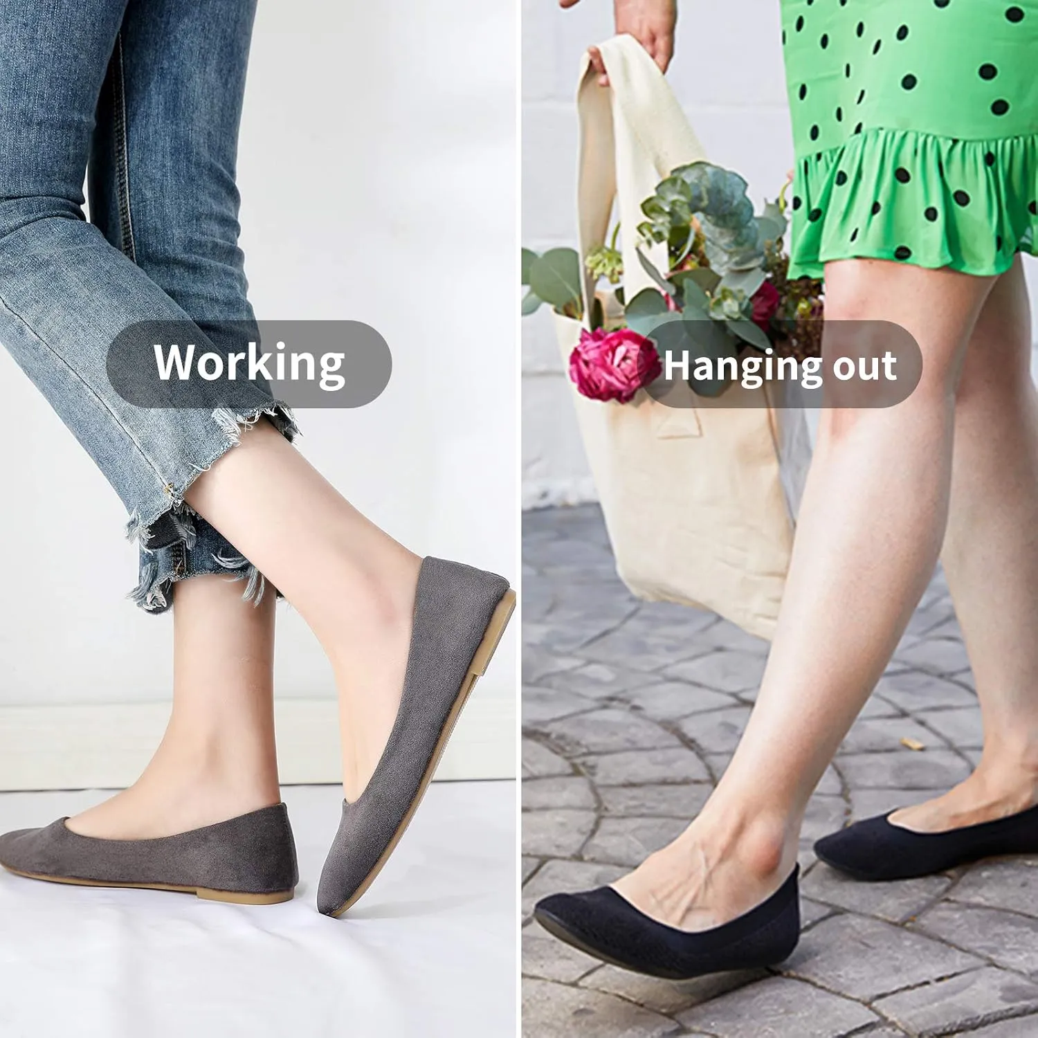 HEAWISH Women’s Black Flats Shoes Comfortable Suede Pointed Toe Slip On Casual Ballet Flats Dress Shoes Nude Flats