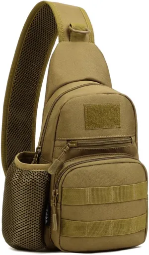 Hebetag Leather Sling Bag Crossbody Backpack for Men Women Travel Outdoor Camping