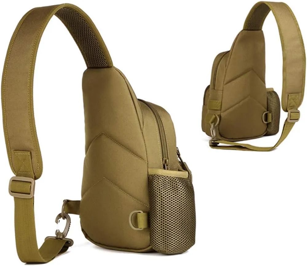 Hebetag Leather Sling Bag Crossbody Backpack for Men Women Travel Outdoor Camping