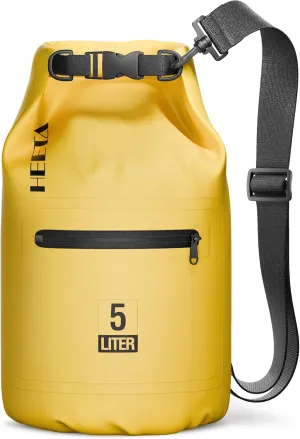 HEETA Waterproof Dry Bag with Front Zippered Pocket for Women Men, 5L/10L/20L/30L/40L Roll Top Lightweight Dry Storage Bag Backpack for Travel, Kayaking, Boating, Rafting, Camping, Hiking & Beach