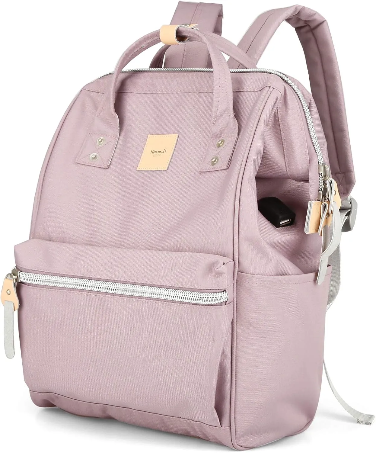 Himawari Laptop Backpack, Stylish Eco-Friendly Canvas, 11"x16"x6.3", Large Capacity, Multi-Functional with USB Port, Padded Back Panel, Adjustable Shoulder Straps