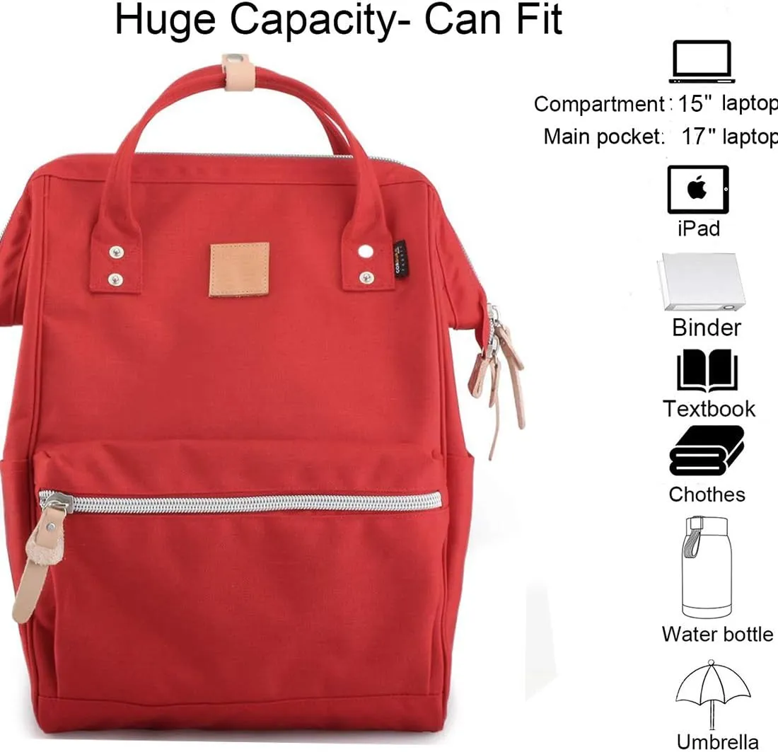 Himawari Large Travel Backpack with Laptop Compartment 17 Inch Roomy Doctor Bag College backpack for Women&Men-Not include USB Port (1882-Red&plus)