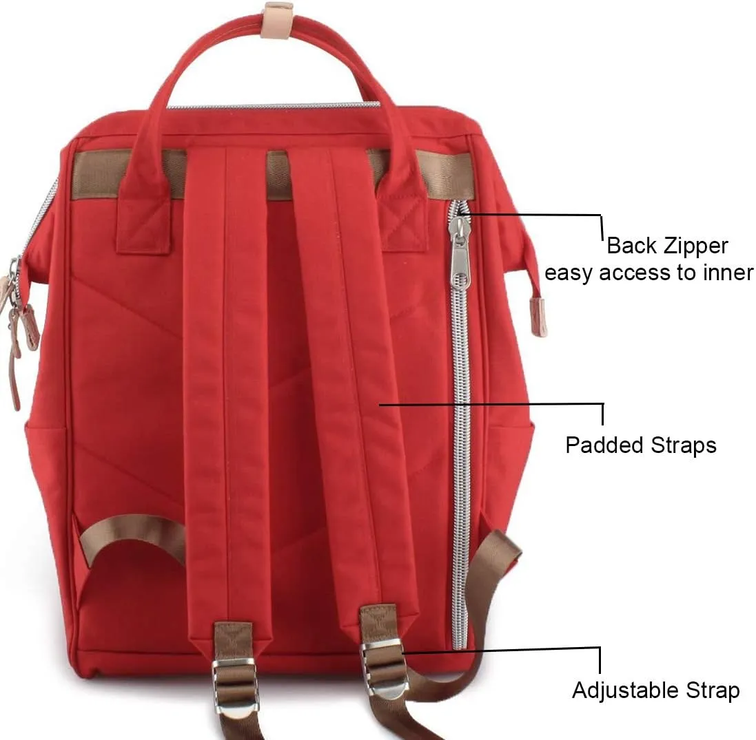 Himawari Large Travel Backpack with Laptop Compartment 17 Inch Roomy Doctor Bag College backpack for Women&Men-Not include USB Port (1882-Red&plus)