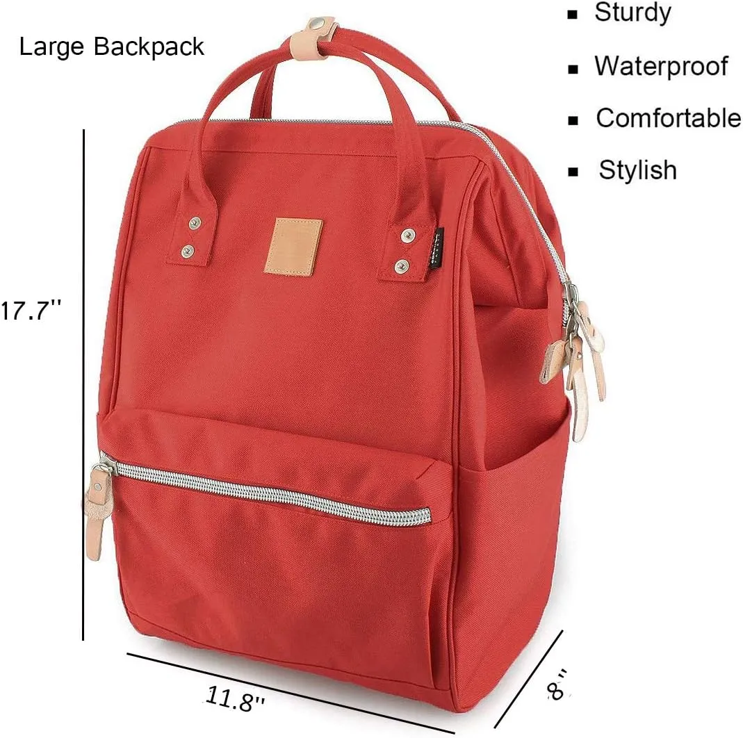 Himawari Large Travel Backpack with Laptop Compartment 17 Inch Roomy Doctor Bag College backpack for Women&Men-Not include USB Port (1882-Red&plus)
