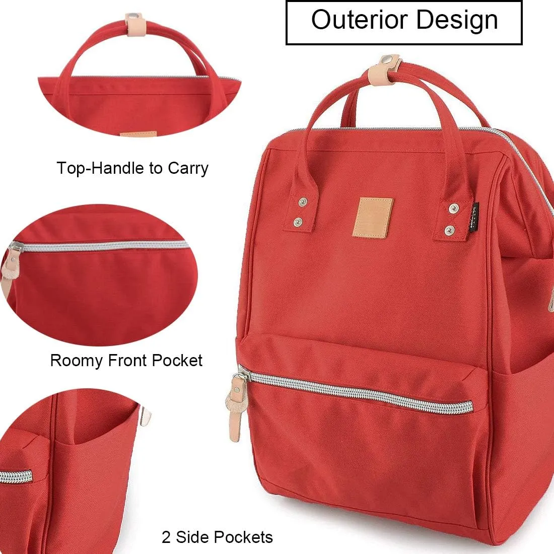 Himawari Large Travel Backpack with Laptop Compartment 17 Inch Roomy Doctor Bag College backpack for Women&Men-Not include USB Port (1882-Red&plus)