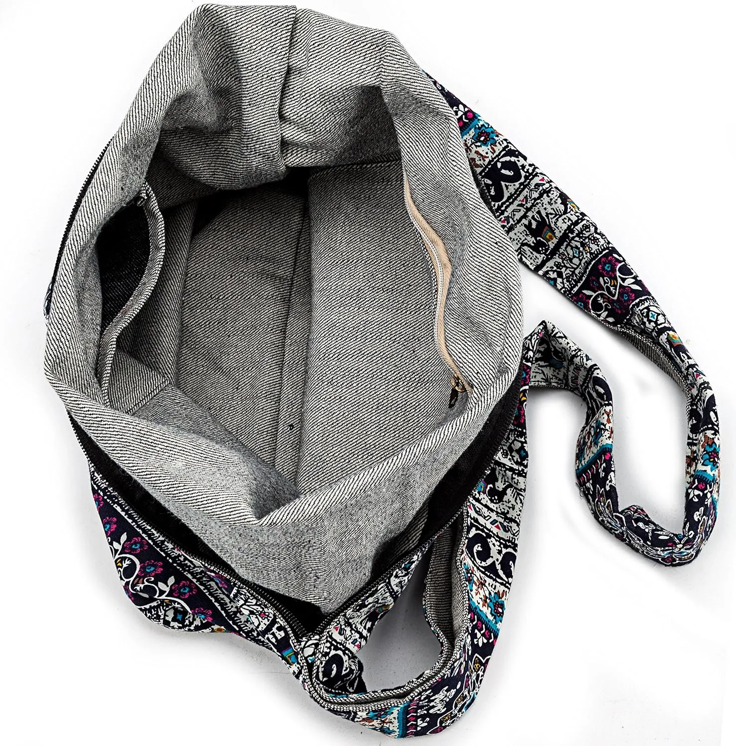 Hippie Crossbody Bag Thai Top Zip Hobo Sling Bag Handmade Hipster Messenger Bag