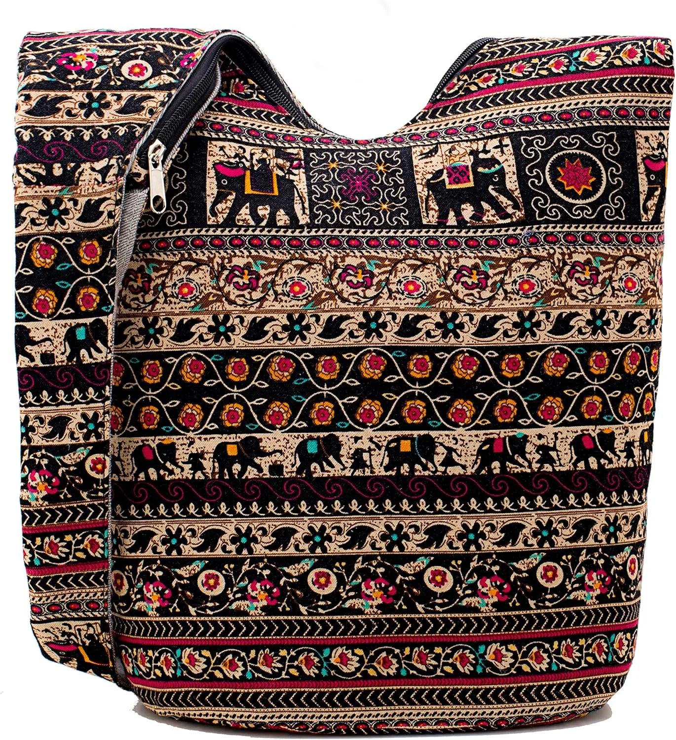 Hippie Crossbody Bag Thai Top Zip Hobo Sling Bag Handmade Hipster Messenger Bag