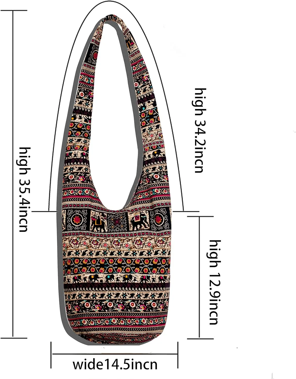 Hippie Crossbody Bag Thai Top Zip Hobo Sling Bag Handmade Hipster Messenger Bag