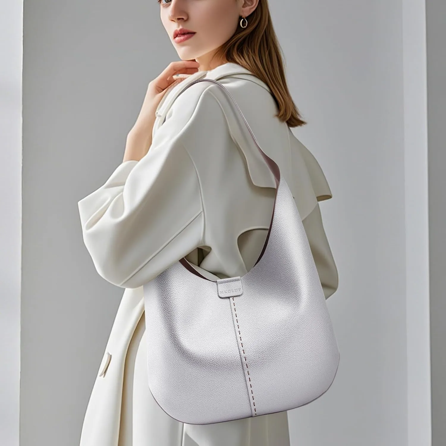 HKCLUF Hobo Bags Purses for Women 2PCS/Set,Soft Vegan Leather Slouchy Shoulder Handbags with Small Crossbody Bags for Women