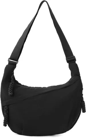 Hobo Bag for Women Men Crescent Shoulder Bag Retro Nylon Canvas Crossbody Bag Slouchy Corduroy Dumpling Bag Purse