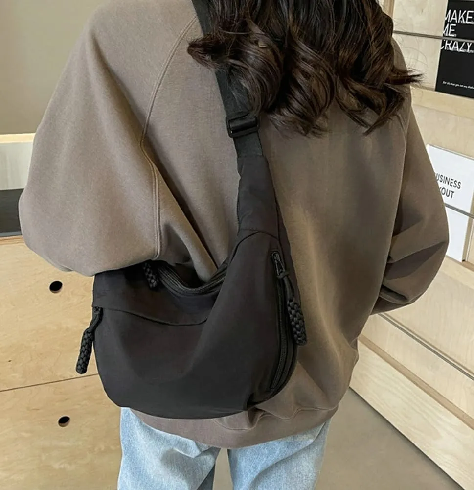 Hobo Bag for Women Men Crescent Shoulder Bag Retro Nylon Canvas Crossbody Bag Slouchy Corduroy Dumpling Bag Purse