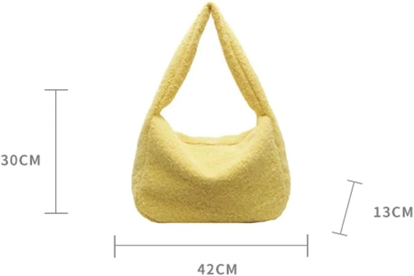 Hobo Bags for Women Fuzzy Bag Slouchy Bag Large Capacity Tote Bag Casual Trendy Bag Soft Shoulder Bag Commuter Tote