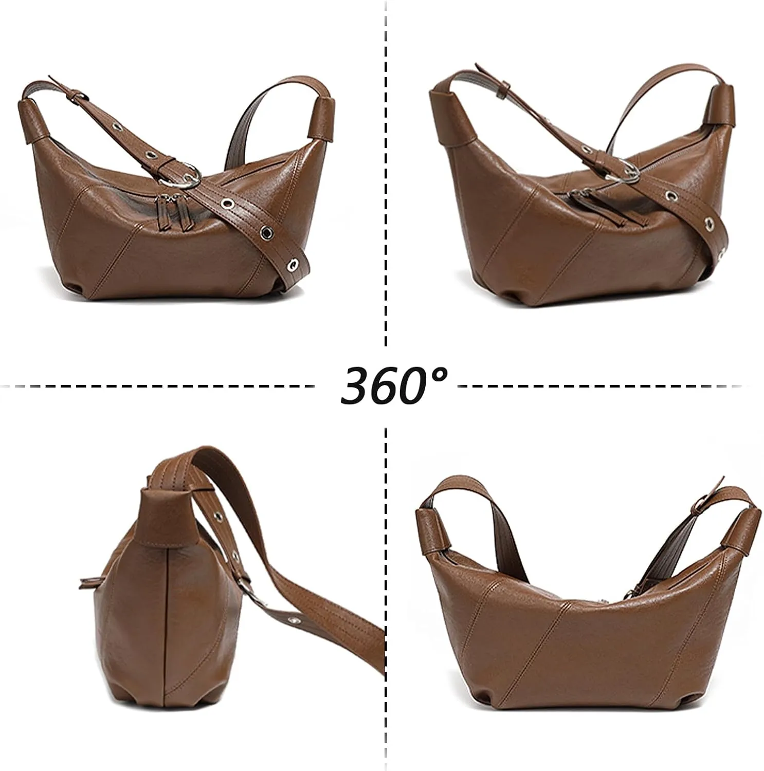 Hobo Bags for Women, Genuine Leather Crossbody Bag for Women, Slouchy Fashion Shoulder Purses