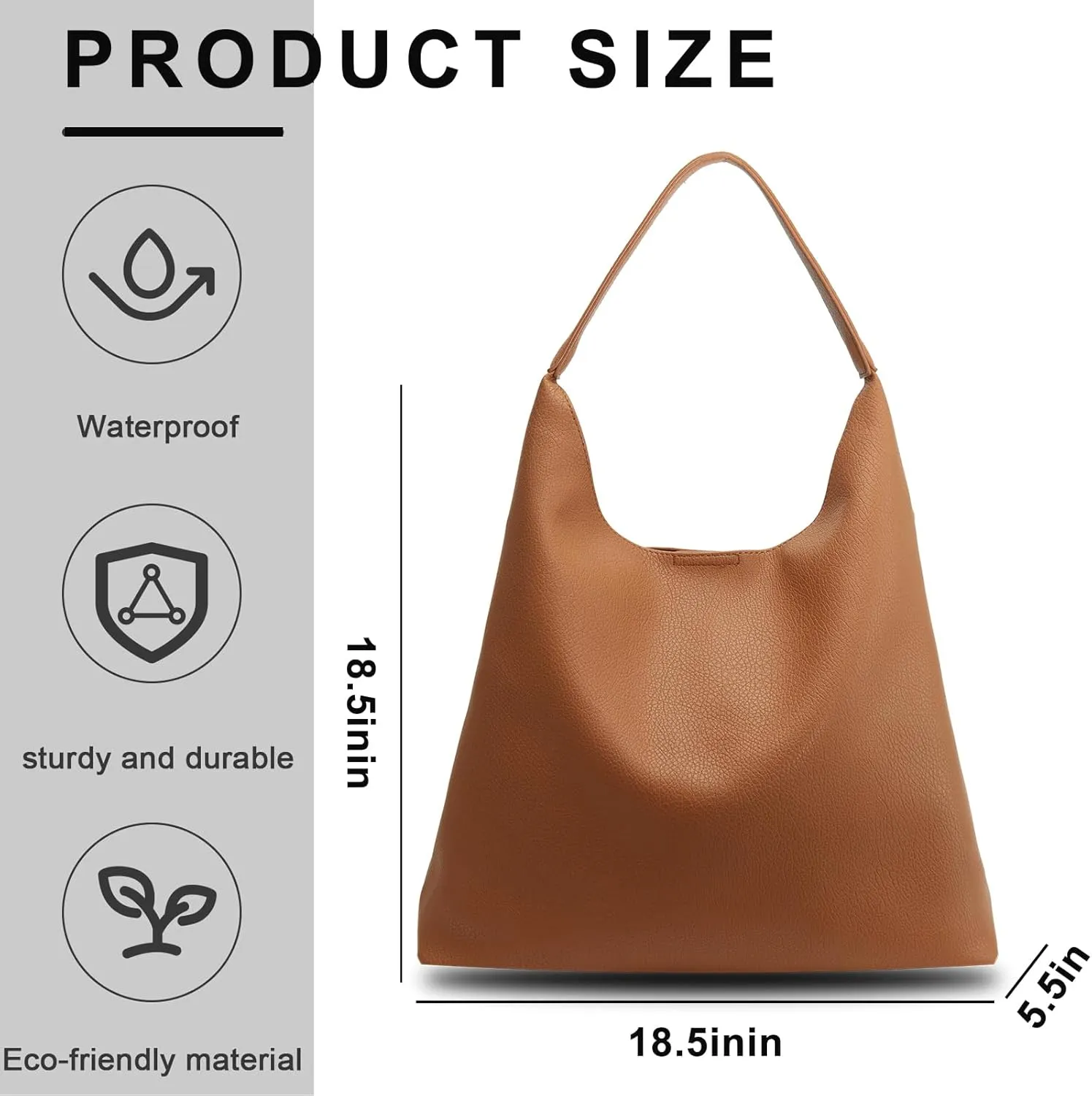 Hobo Bags for Women Soft PU Leather Shoulder Handbag high-capacity Slouchy Tote Purses