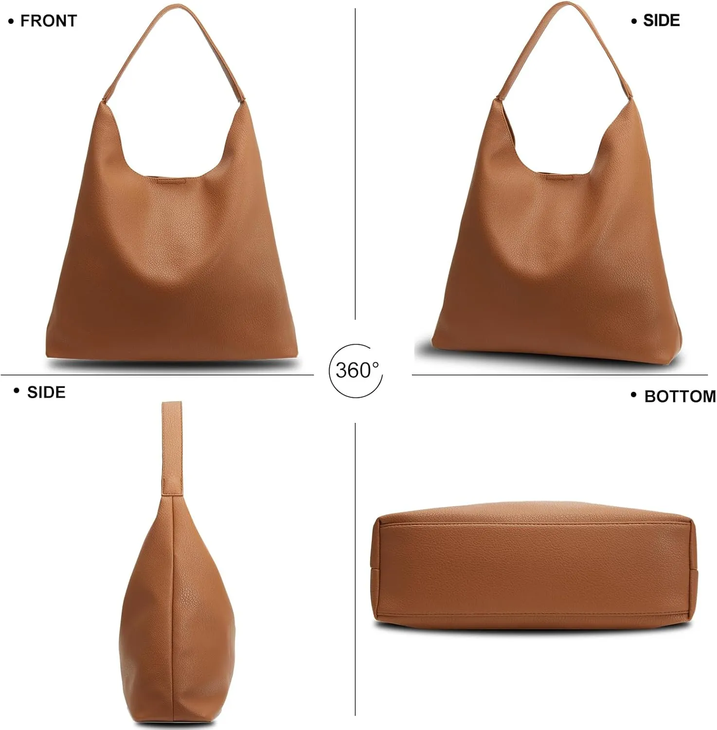 Hobo Bags for Women Soft PU Leather Shoulder Handbag high-capacity Slouchy Tote Purses