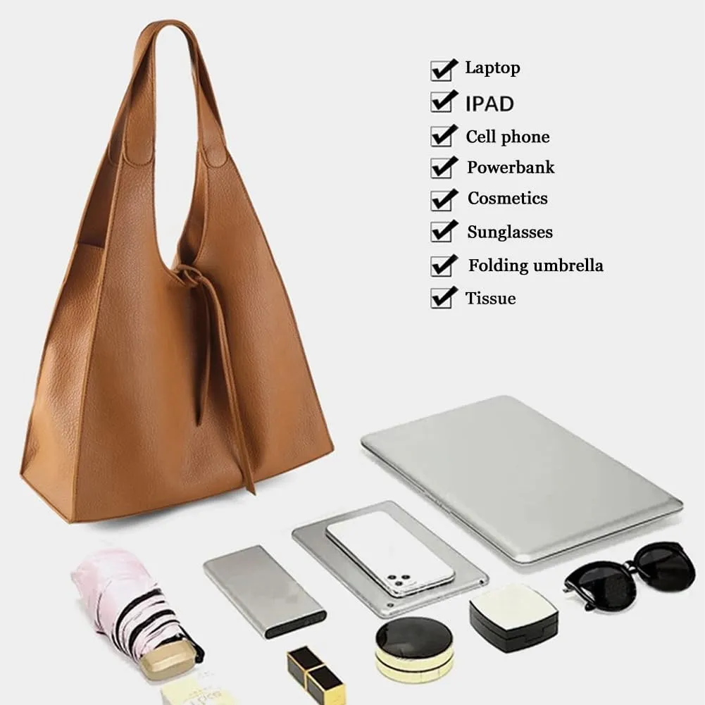 Hobo Bags for Women Soft Pu Leather Shoulder Handbag Slouchy Tote Purses Stylish Triangle Shaped Bag for Work