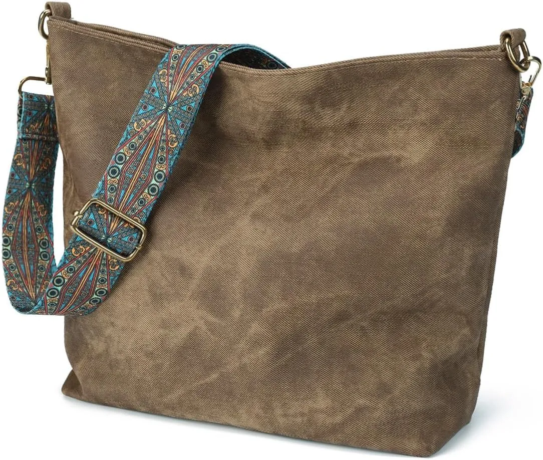 Hobo Bags for Women - Vegan Leather Slouchy Crossbody Bucket Handbags, Shoulder Purses for Work, Travel & Weekender