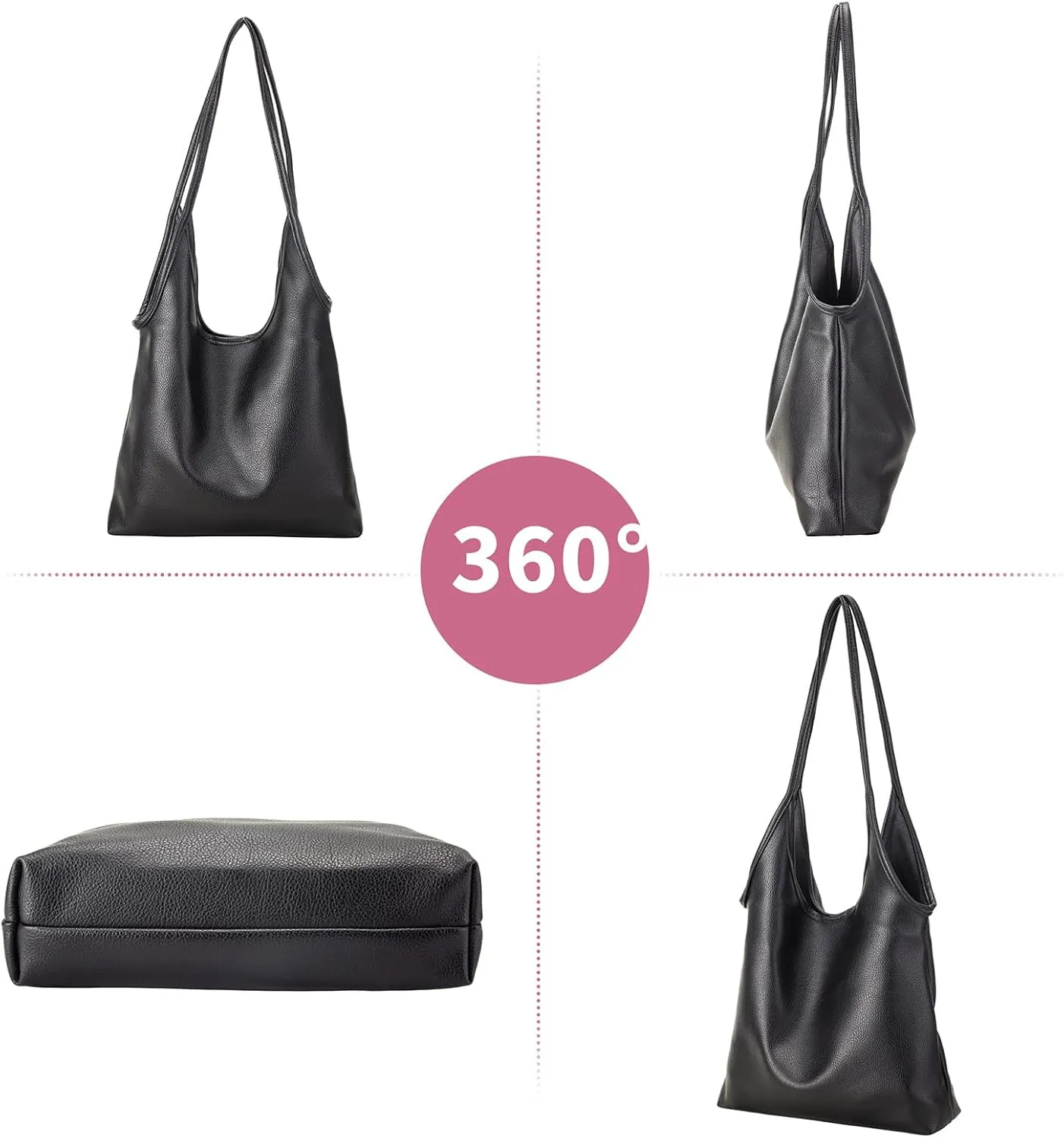Hobo Bags Purses for Women Ultra Soft Foldable Slouchy Shoulder Bags Top Handle Handbags Bucket Bag, with Coin Purse