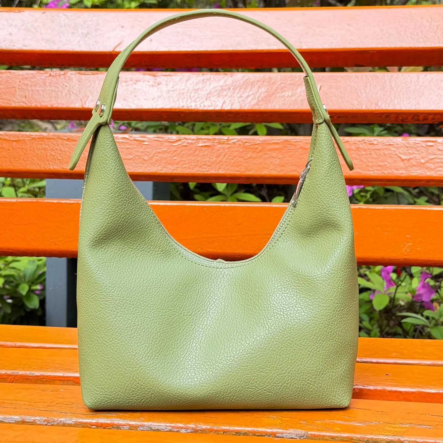 Hobo Women's PU Leather Shoulder Tote Clutch Crescent Slouchy Bag with Zipper Closure and Top Handle