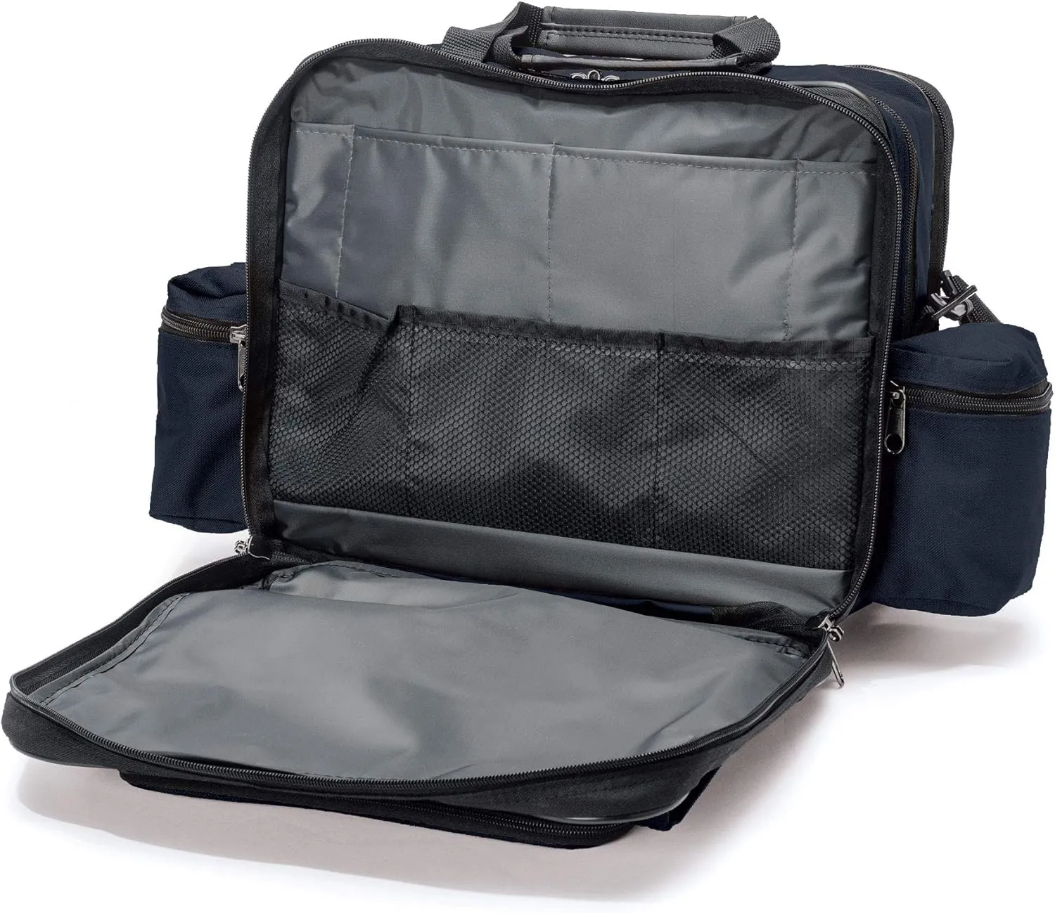 Hopkins Medical Products Mark V Shoulder Bag, HIPAA Compliant Lockable Zippers for Security, Adjustable Straps and Reinforced Bottom, Fold-Down Compartment for Easy Access, 13x11.25x7.5 inch, Navy