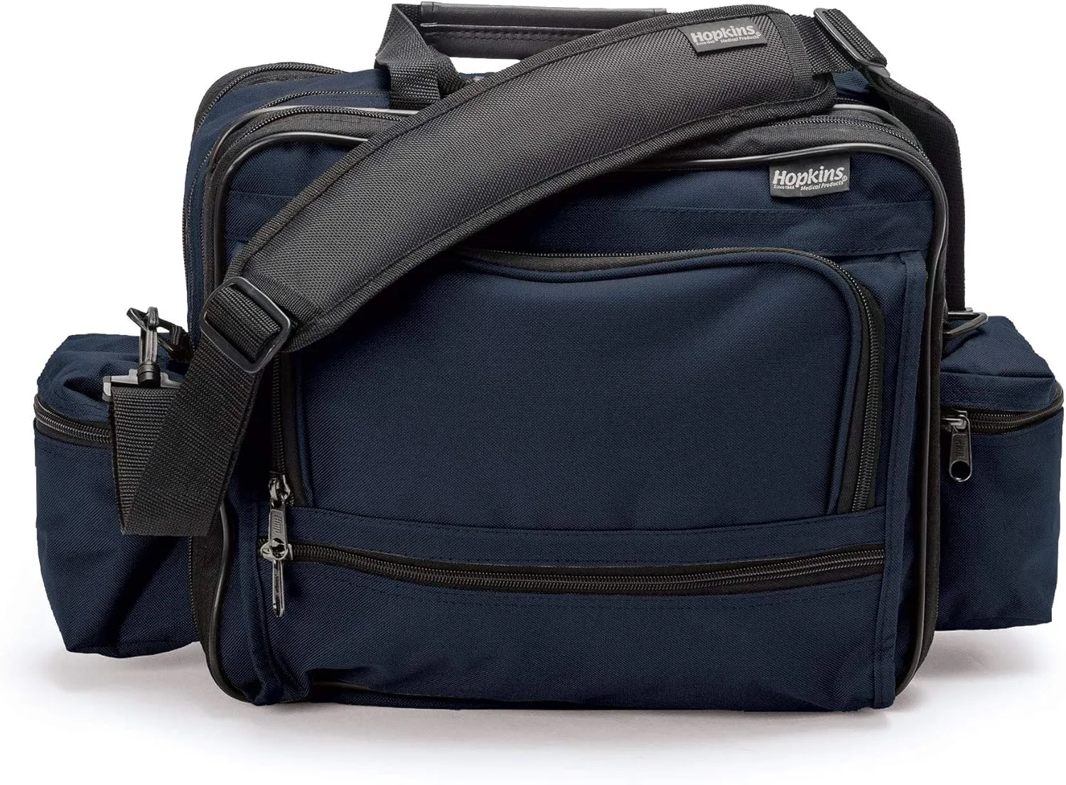 Hopkins Medical Products Mark V Shoulder Bag, HIPAA Compliant Lockable Zippers for Security, Adjustable Straps and Reinforced Bottom, Fold-Down Compartment for Easy Access, 13x11.25x7.5 inch, Navy