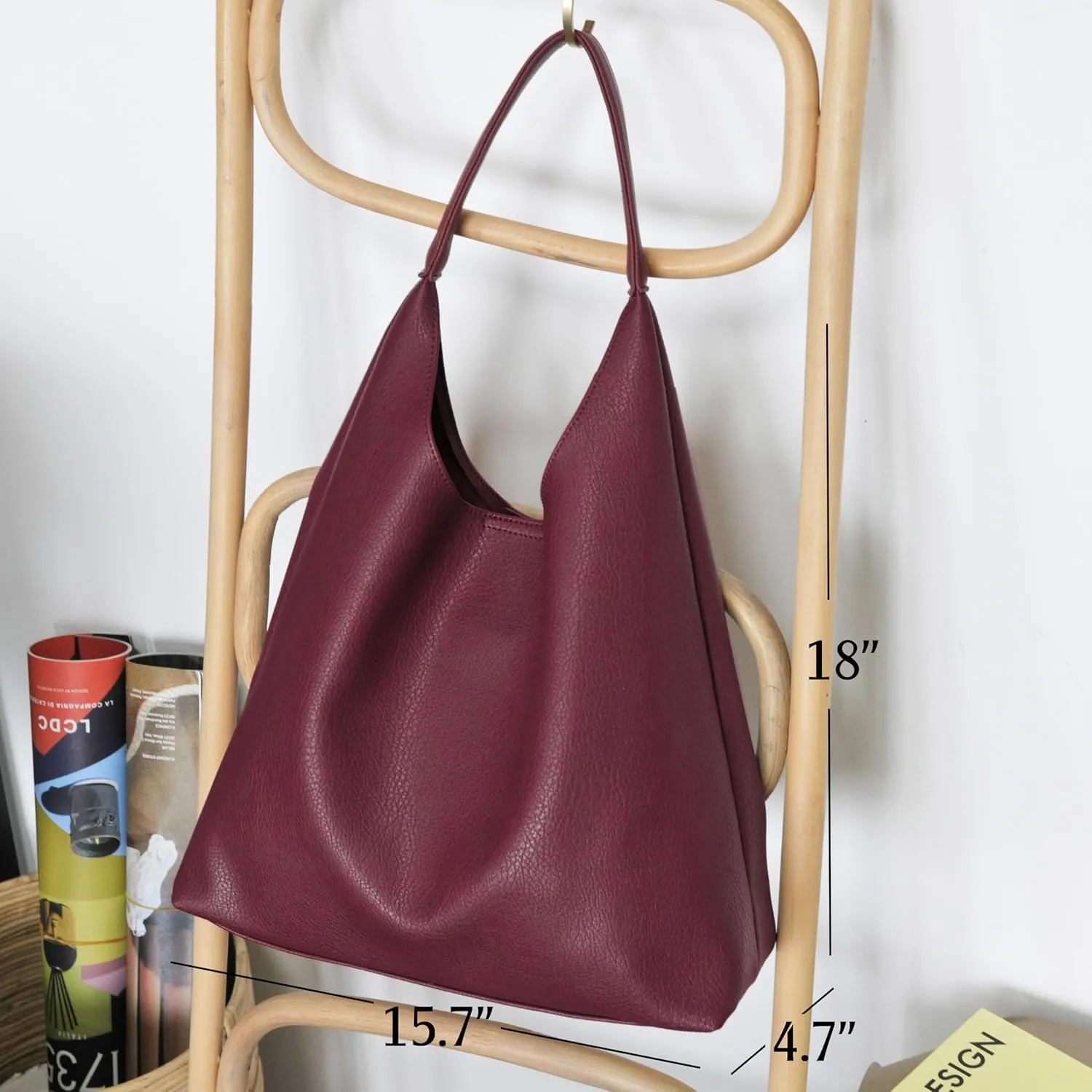 HOXIS Hobo Bags for Women Soft Vegan Leather Shoulder Handbag Slouchy Tote Purses