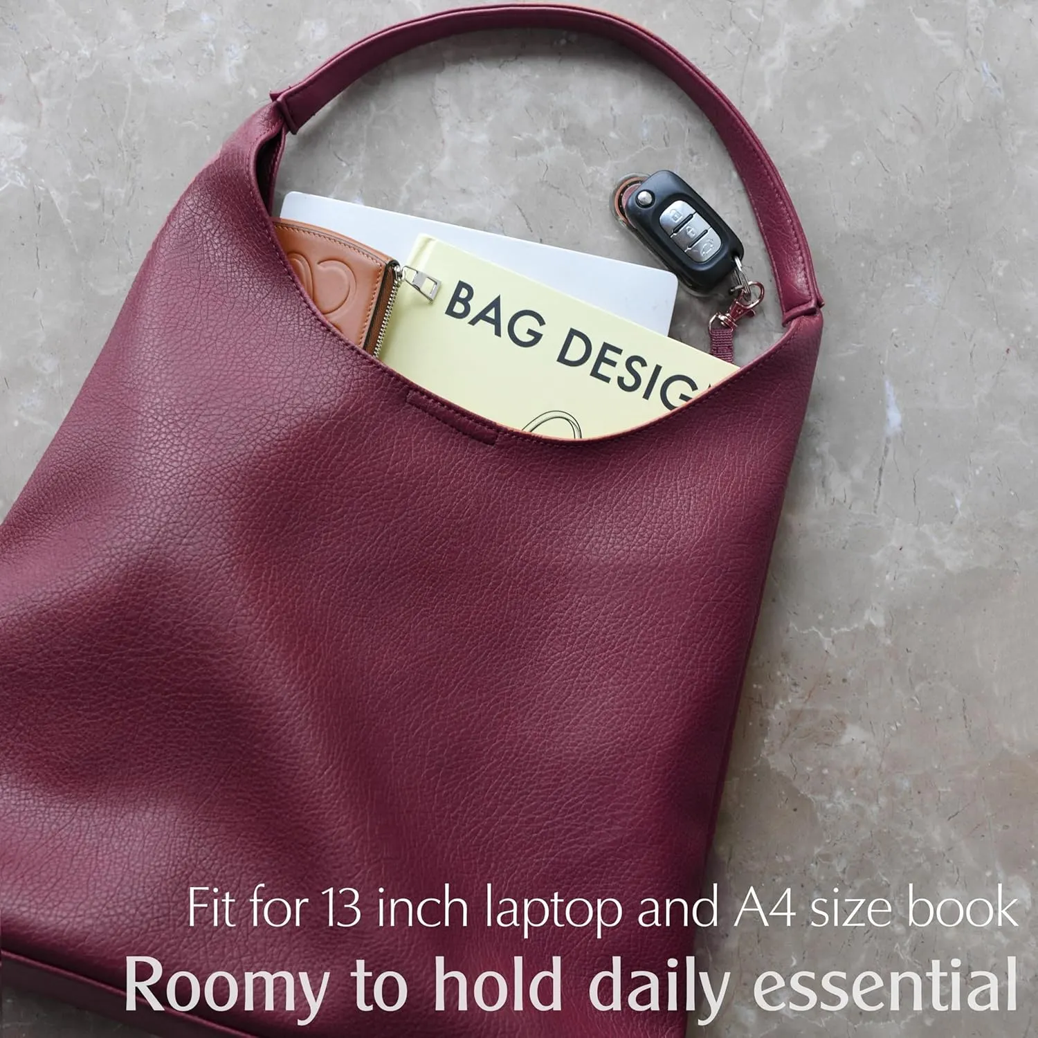 HOXIS Hobo Bags for Women Soft Vegan Leather Shoulder Handbag Slouchy Tote Purses