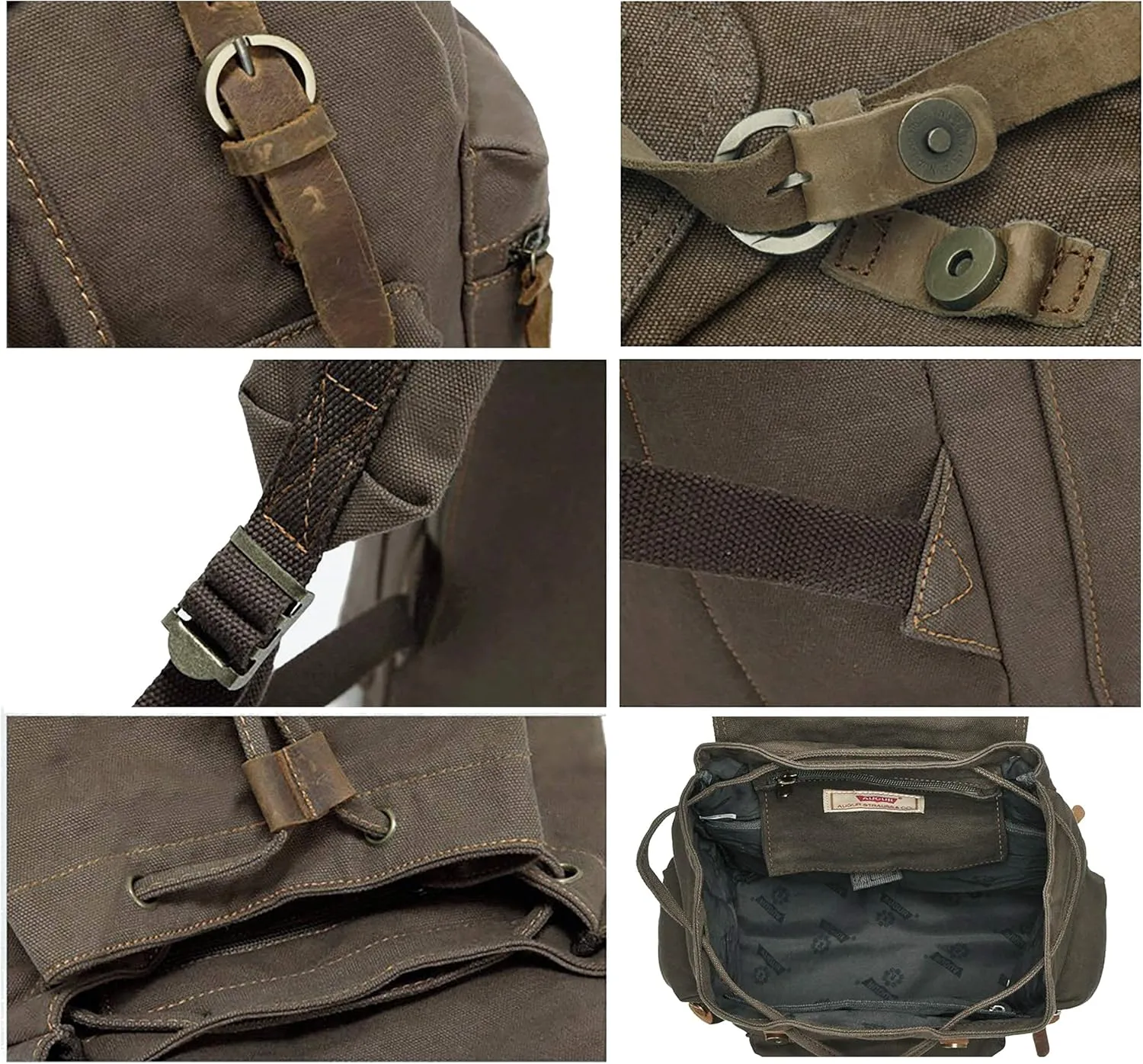 HuaChen Vintage Canvas Backpack, Large Capacity Travel Rucksack for Men Women,Hiking, Camping, School, and Outdoor Activities