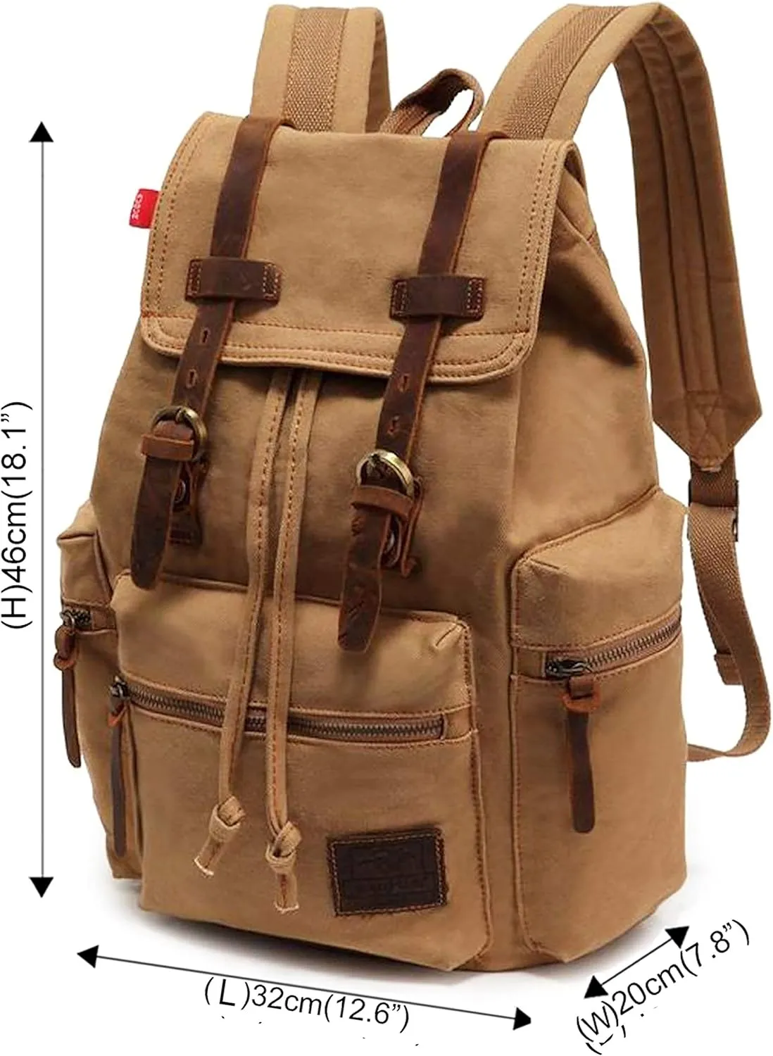 HuaChen Vintage Canvas Backpack, Large Capacity Travel Rucksack for Men Women,Hiking, Camping, School, and Outdoor Activities