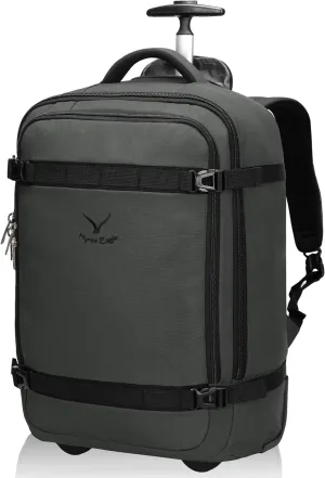 Hynes Eagle Rolling Backpack 42L Backpack with Wheels Airline Approved Carry on Luggage Laptop Travel Suitcase Bag for Women Men Grey-2024