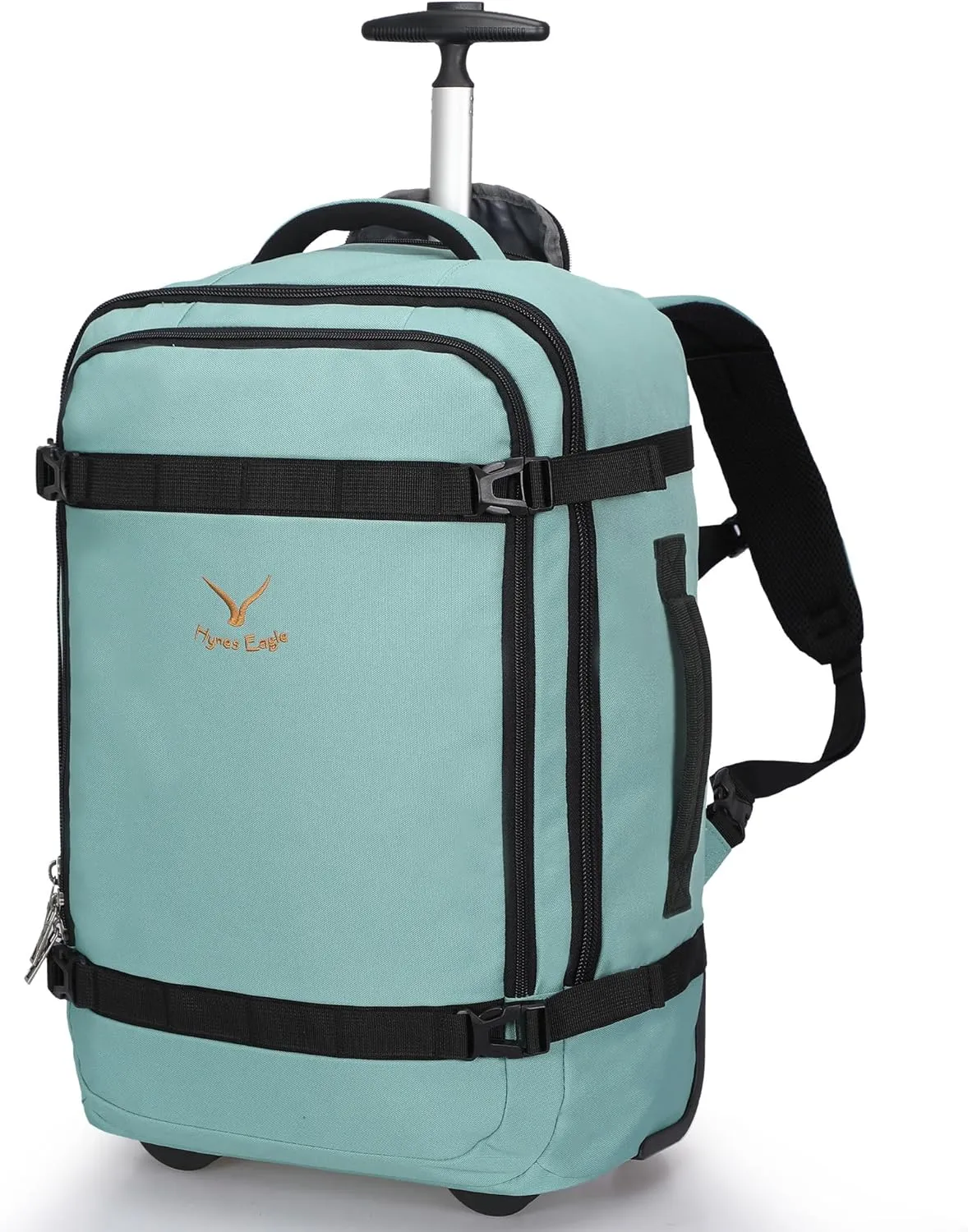 Hynes Eagle Rolling Backpack 42L Backpack with Wheels Airline Approved Carry on Luggage Laptop Travel Suitcase Bag for Women Men Mint Green