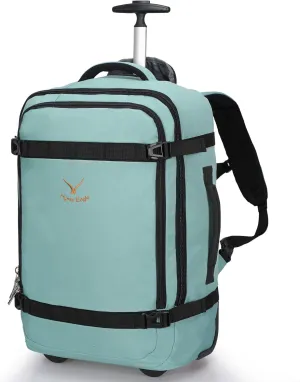 Hynes Eagle Rolling Backpack 42L Backpack with Wheels Airline Approved Carry on Luggage Laptop Travel Suitcase Bag for Women Men Mint Green